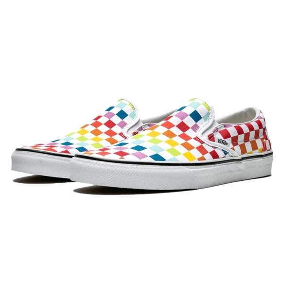 Vans Slip-On Rainbow Checkerboard Canvas Sneakers Men’s 10 Women’s 11.5 NWOT - Picture 4 of 10